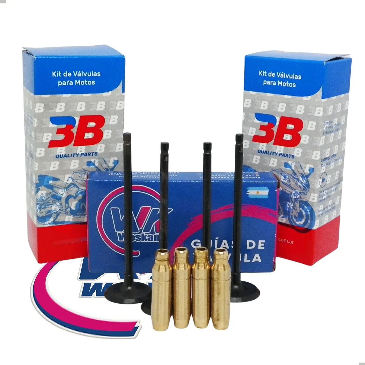 Kit Guias Weskan Bronce + Valvula 3b Bajaj Ns 200 X4